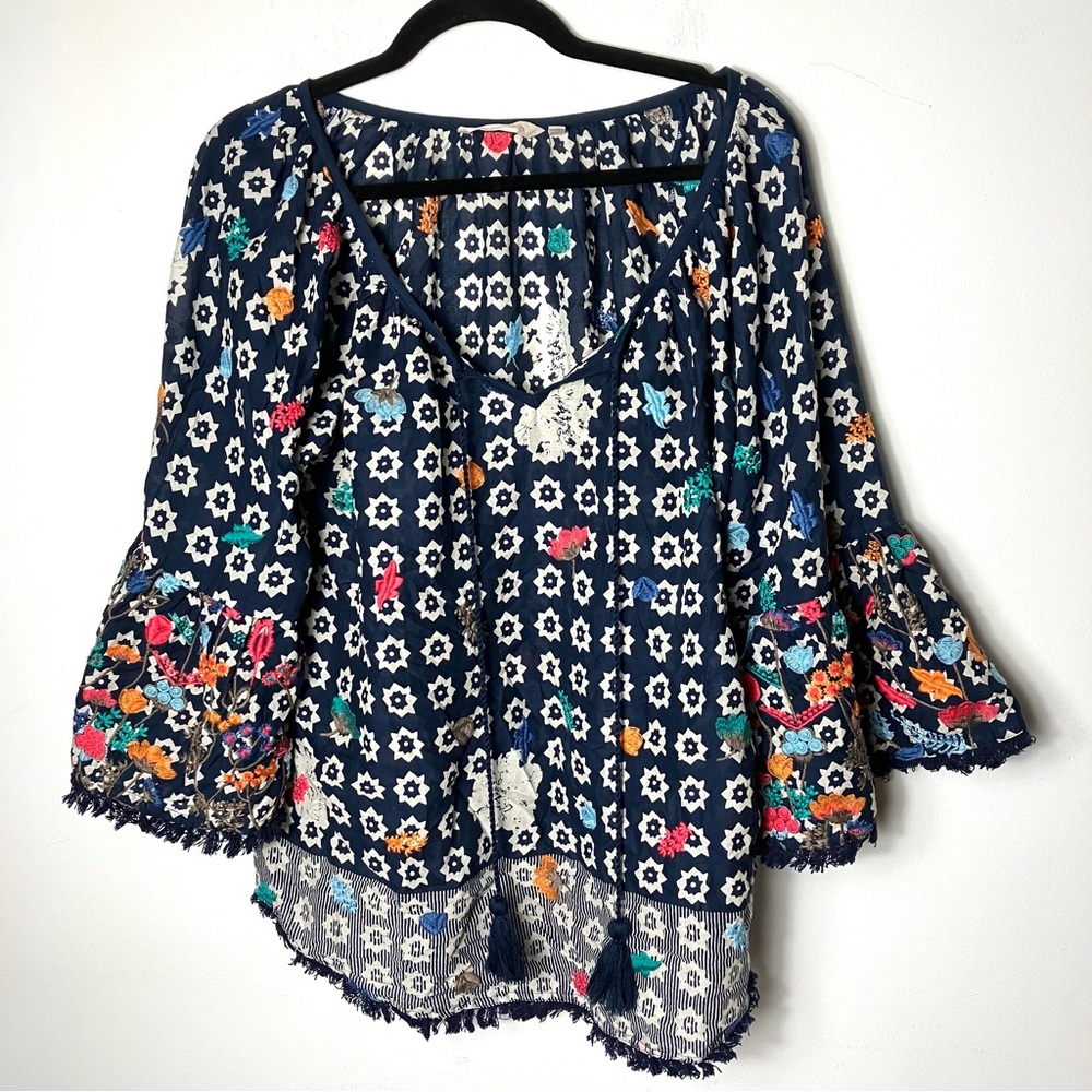 Soft Surroundings Embroidered Boho Blouse Large